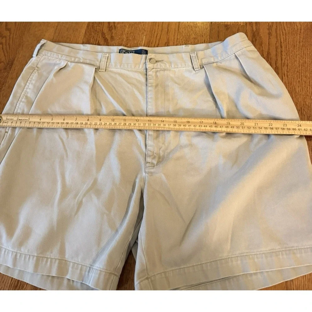 Vtg Polo Ralph Lauren Andrew Short Khaki Double Pleated Cotton Men's Size 40